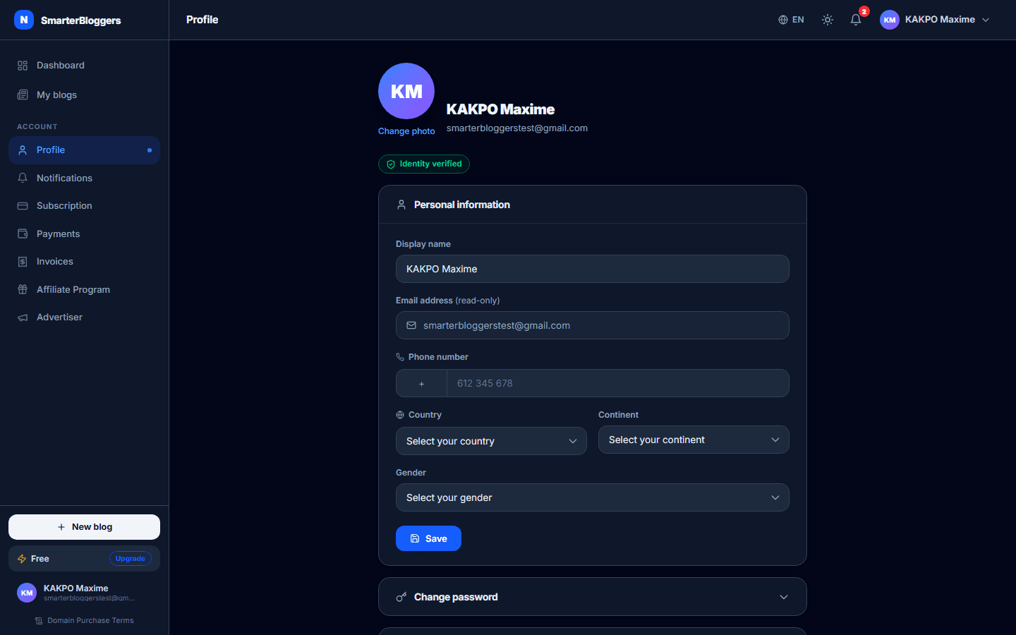 Accessing Your Profile