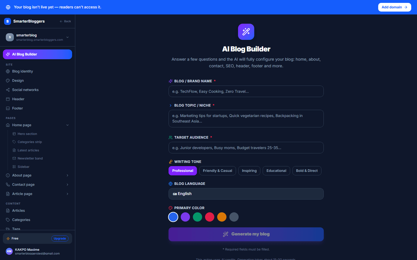 Introduction to AI Blog Builder